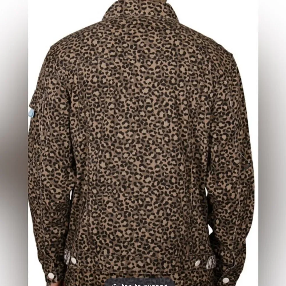 NWT The Hideout Clothing Men’s Tropics Leopard Denim Button Down Jacket - 3XL